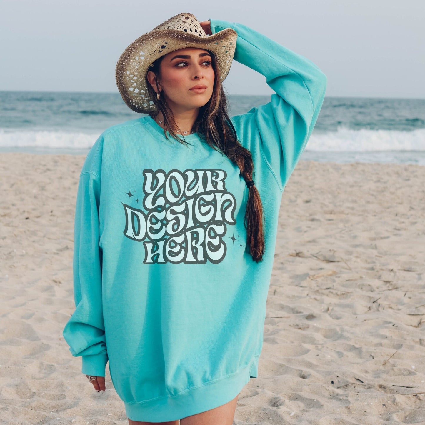 Comfort Colors 1566 Chalky Mint Mockup Comfort Colors Sweatshirt Mockup Chalky Mint Mockup Trendy Mockup Beach Aesthetic Mock Western Mockup