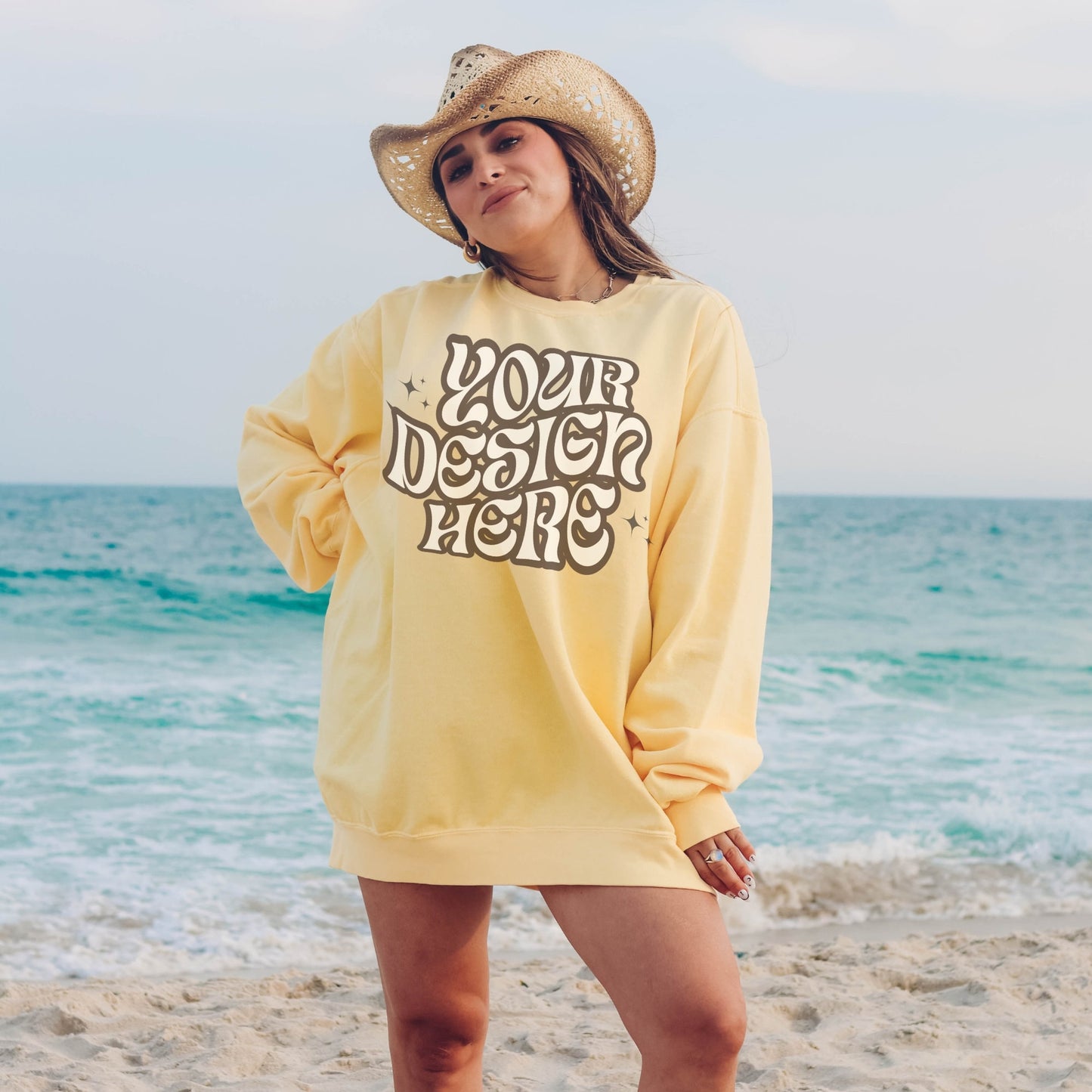 Comfort Colors 1566 Butter Mockup Comfort Colors Sweatshirt Mockup Butter Mockup Trendy Mockup Beach Aesthetic Mock Western Mockup