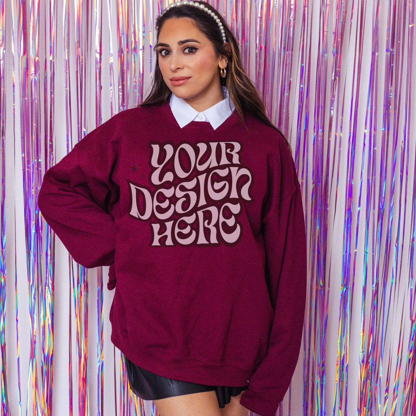 Gildan 18000 Maroon Mockup, Dark Academia Mockup, Light Academia Mockup, Aesthetic Mockup, Girly Mockup, Coquette aesthetic mockup