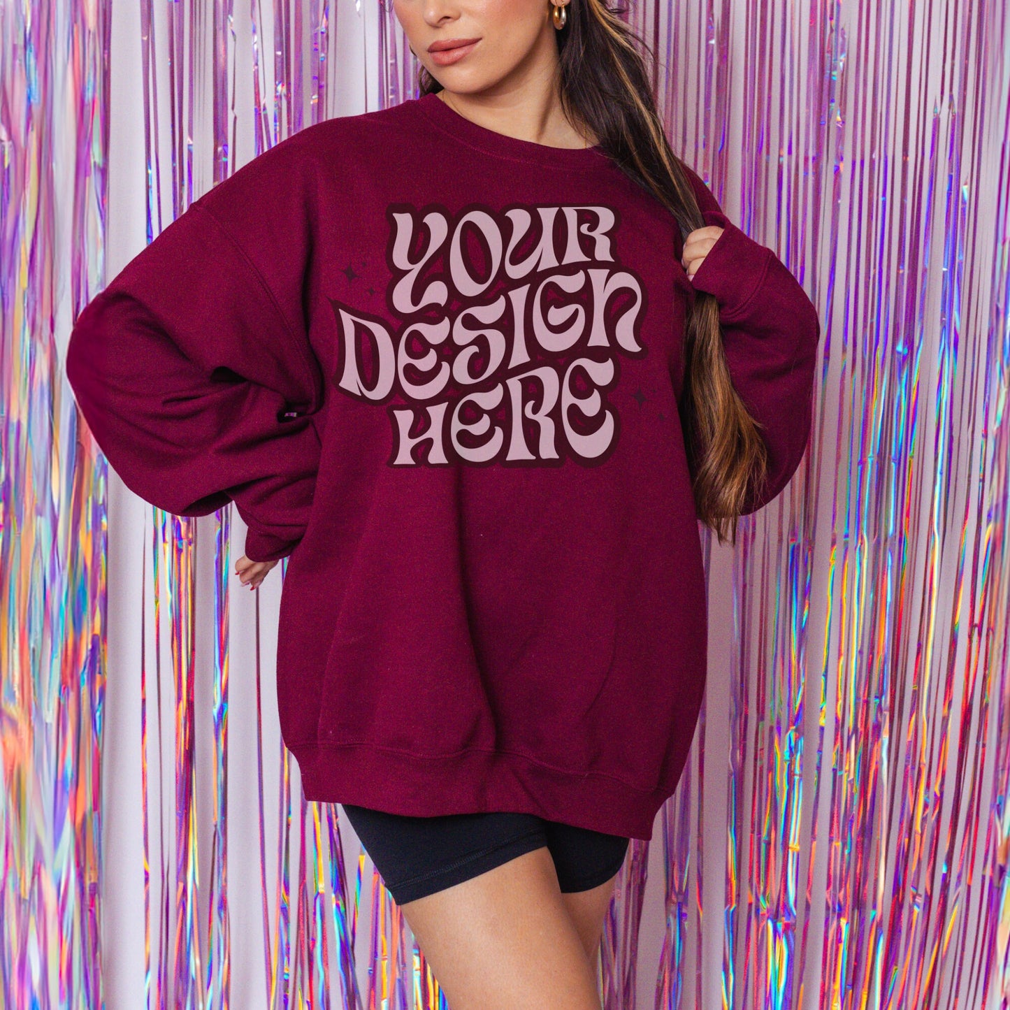 Gildan 18000 Maroon Mockup, VDay Mockup, Girly Mockup, Disco Aesthetic Mockup, Bachelorette Mockup Coquette aesthetic mockup Retro mockup