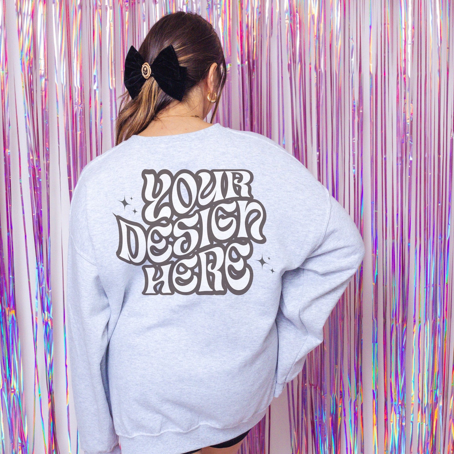 Gildan 18000 Ash Mockup, Vday Mockup, Bachelorette Mockup, Aesthetic Mockup, Girly Mockup, Coquette aesthetic mockup Disco mockup
