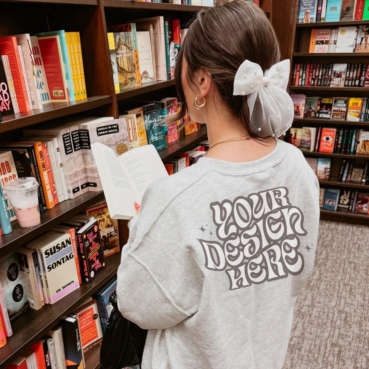 Gildan 18000 Ash Mockup, Bookish Mockup, Aesthetic Mockup, Girly Mockup, Coquette aesthetic mockup, Soft girl Mockup Trendy Mockup