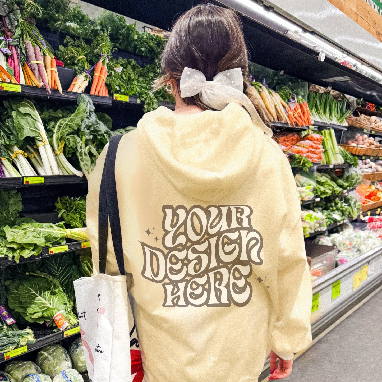 Gildan Sand 18500 Mockup, Coquette Aesthetic Mockup, Lifestyle Mockup, Trendy Mockup, Soft Girl Mockup, Grocery store Mockup