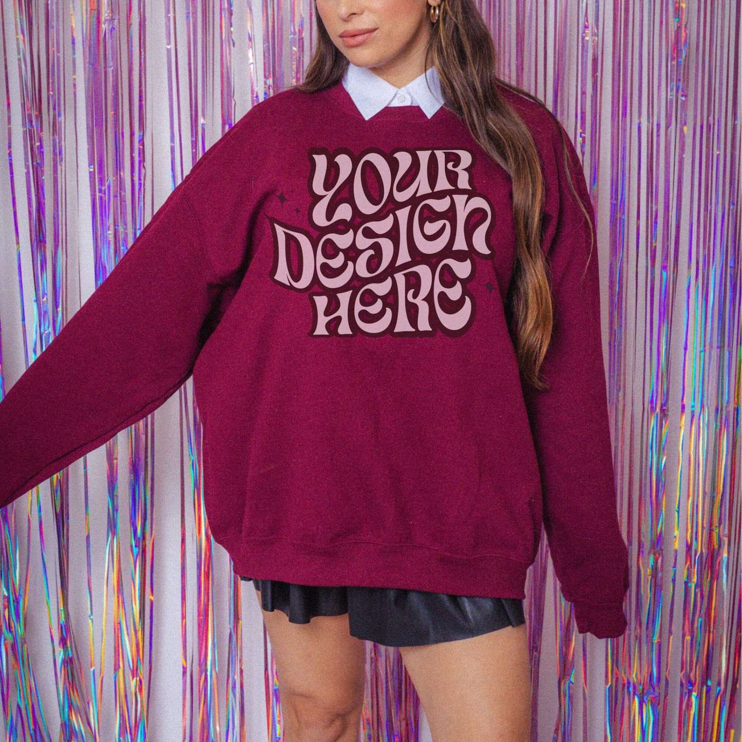 Gildan 18000 Maroon Mockup, Dark Academia Mockup, Light Academia Mockup, Aesthetic Mockup, Girly Mockup, Coquette aesthetic mockup