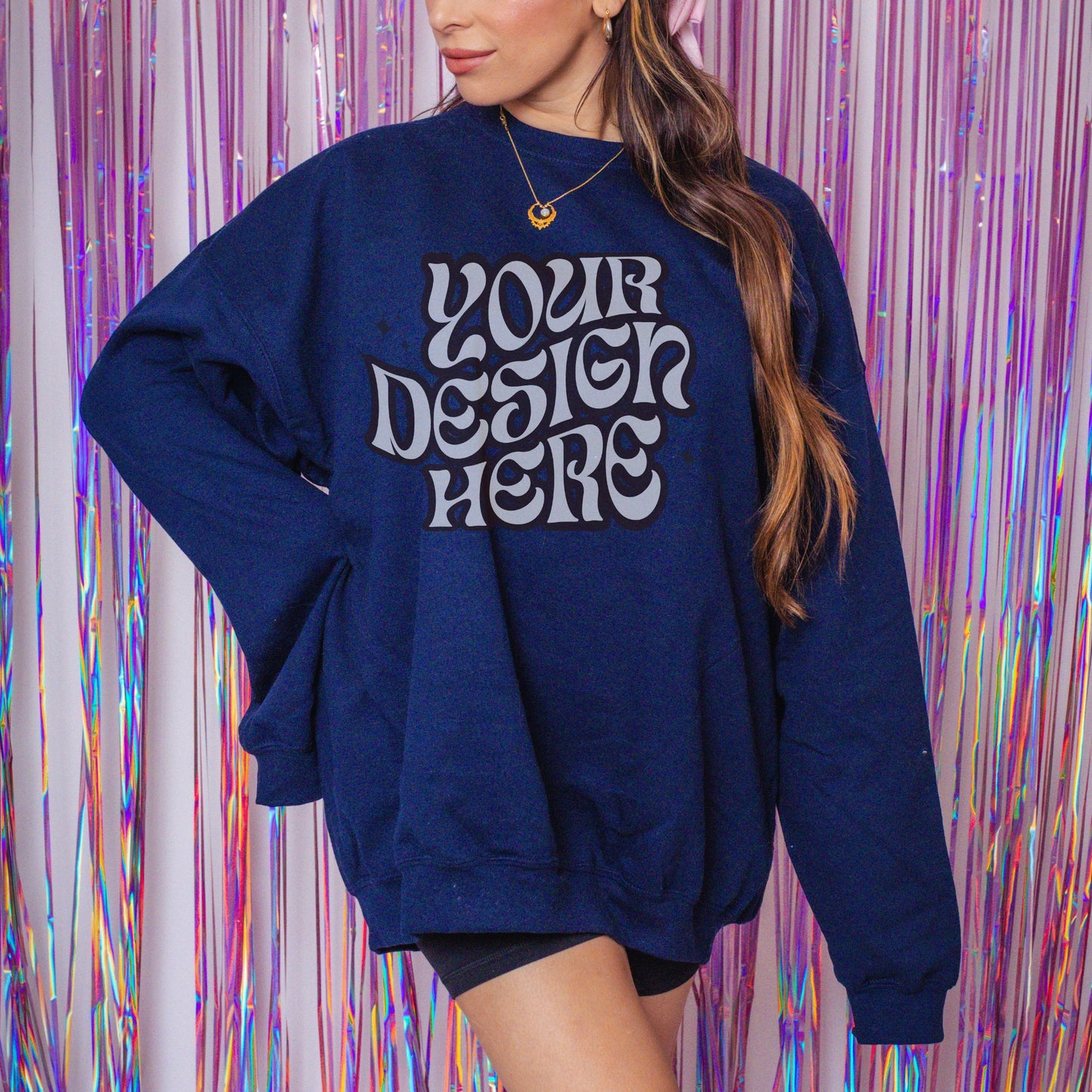 Gildan 18000 Navy Mockup, Disco Aesthetic Mockup, Girly Mockup, Coquette aesthetic mockup, Bachelorette Mockup, Feminine Mockup, Retro vibes
