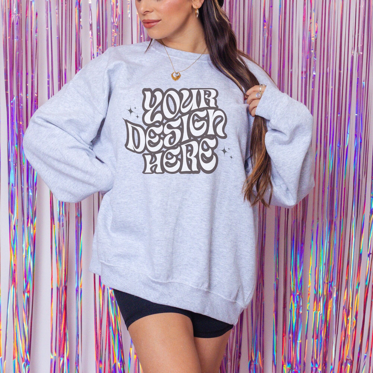 Gildan 18000 Ash Mockup, Vday Mockup, Bachelorette Mockup, Aesthetic Mockup, Girly Mockup, Coquette aesthetic mockup Disco mockup