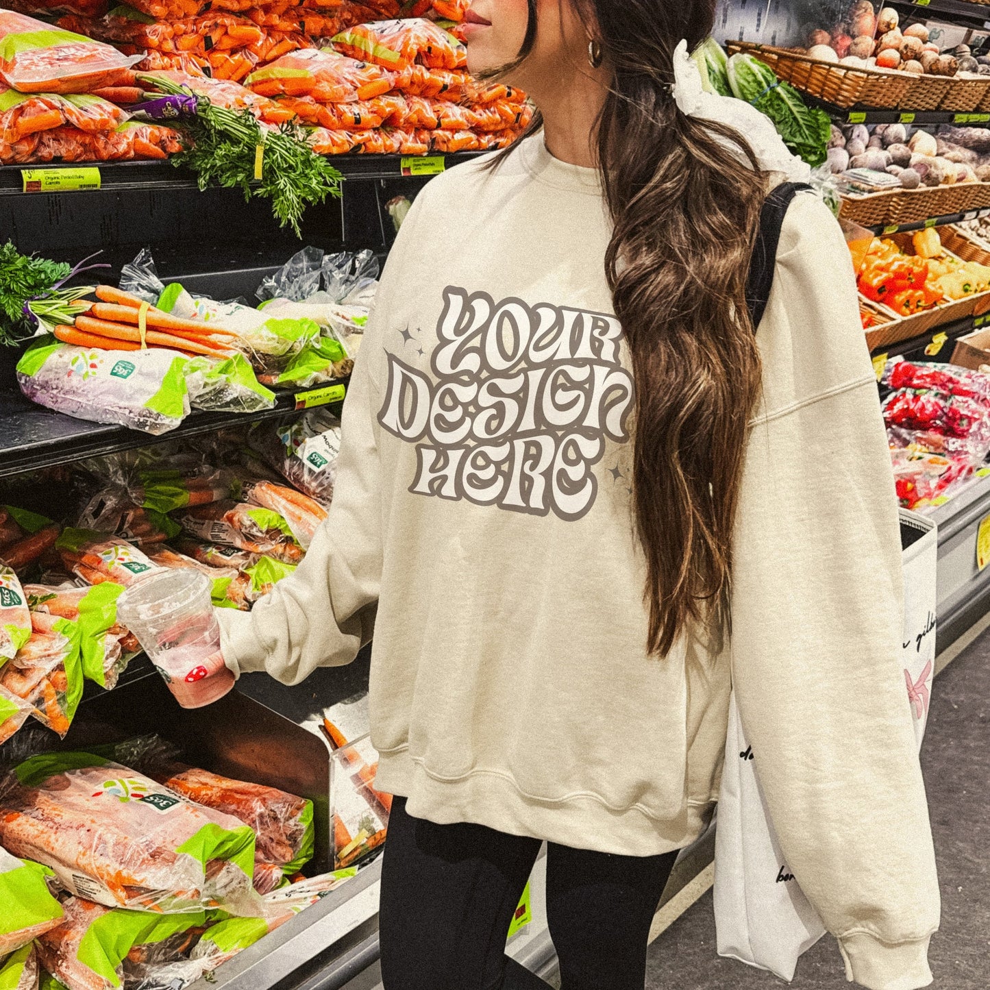 Gildan 18000 Sand Mockup Gildan Sweatshirt Mockup Grocery Store Mockup Trendy Mockup Coquette Aesthetic Mockup Vsco Mockup