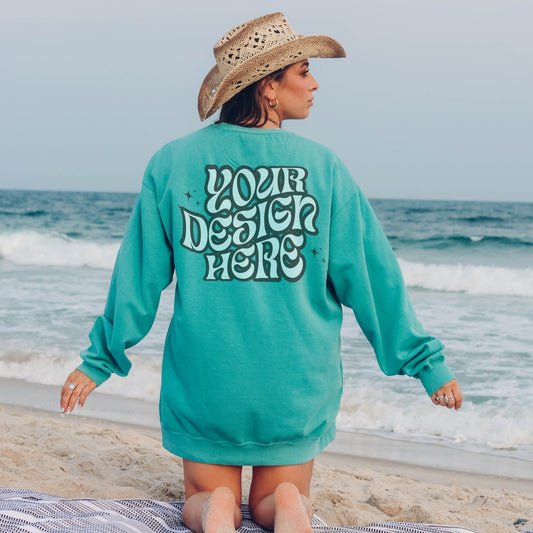 Comfort Colors 1566 Seafoam Mockup Comfort Colors Sweatshirt Mockup Seafoam Mockup Trendy Mockup Beach Aesthetic Mock Coastal Cowgirl Mock