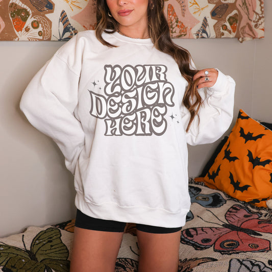 White Gildan 18000 Mockup Gildan Sweatshirt Mockup White Mockup Aesthetic Mockup Lifestyle Mockup Vsco Mockup Boho Mockup Fall mockup