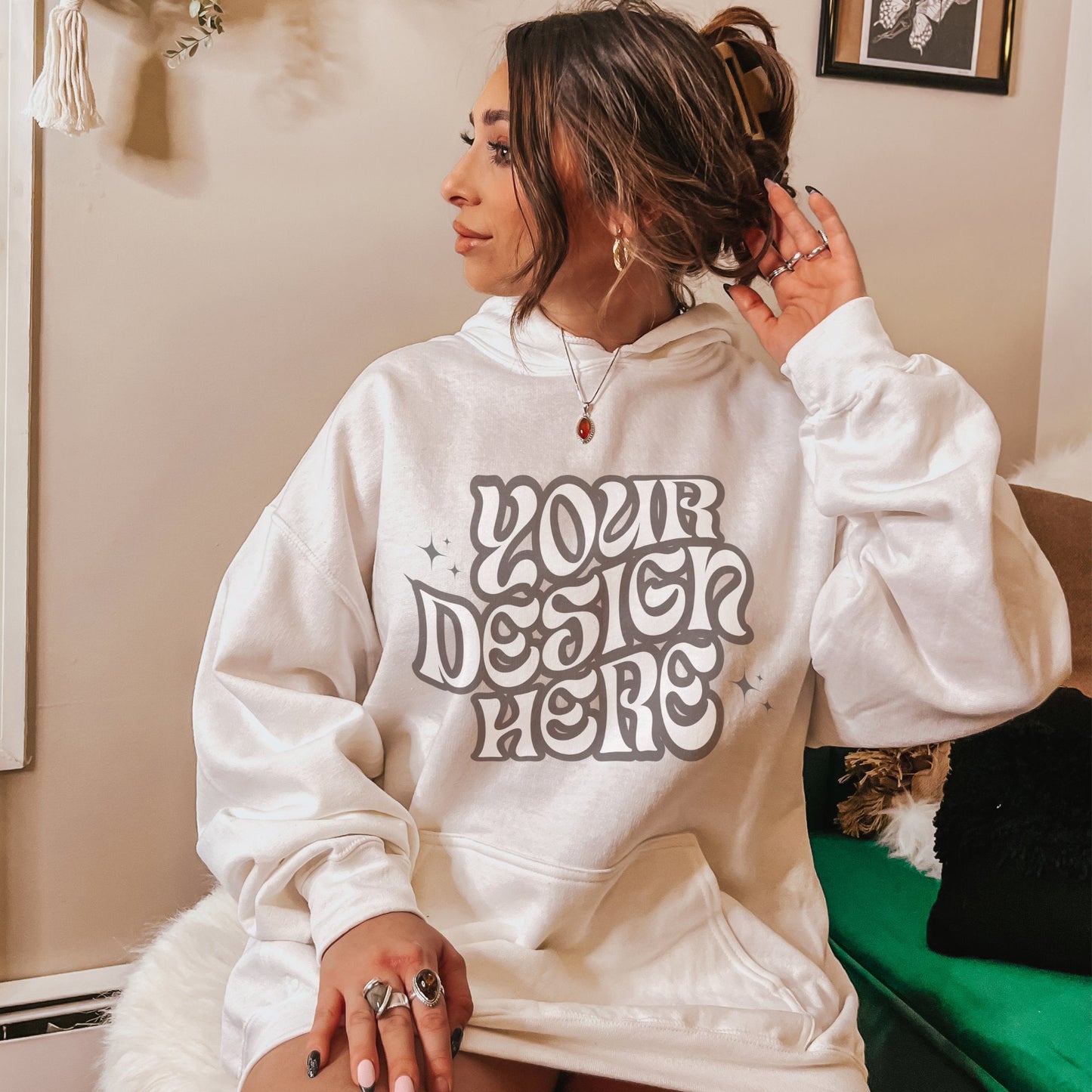 gildan 18500 white Mockup White Mockup Aesthetic Mockup Lifestyle Mockup Vsco Mockup Cozy cute Mockup Boho mockup Edgy mockup