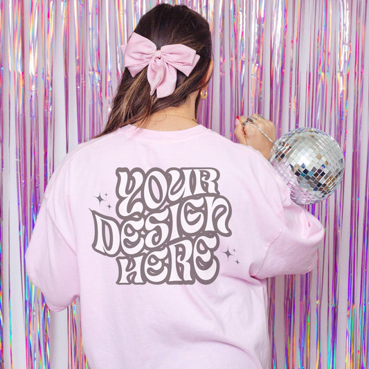 Comfort Colors C1717 Blossom Mockup Oversized tee Mockup Bachelorette Mockup Soft girl aesthetic Coquette vibes Vday mockup back of shirt