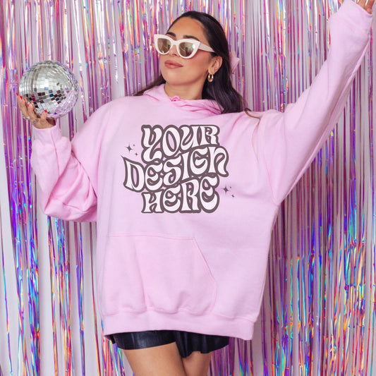 Gildan 18500 Light Pink Mockup, Vday Mockup Disco Aesthetic Mockup, Girly Mockup, Coquette aesthetic mockup, Bachelorette Mockup Bridal Mock